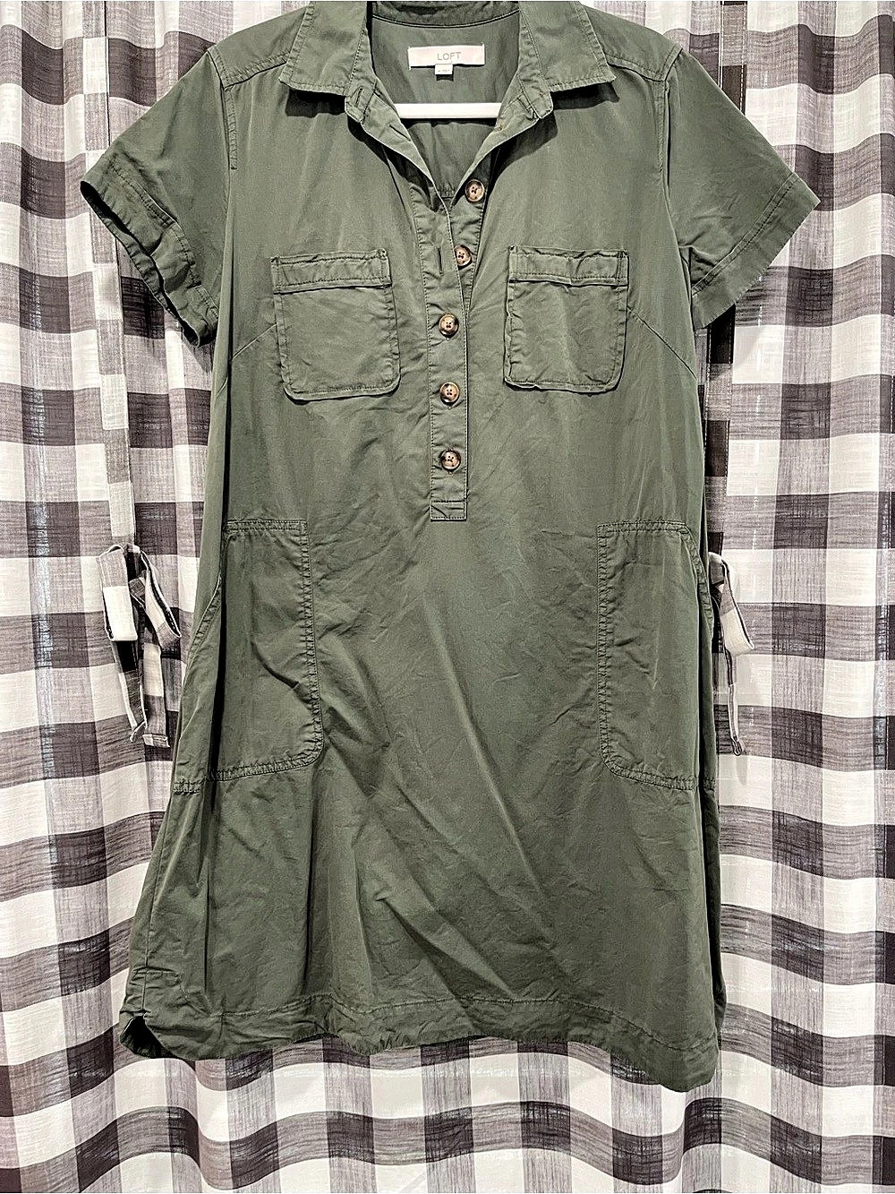 LOFT Mini Utility Dress in Green Size Medium
